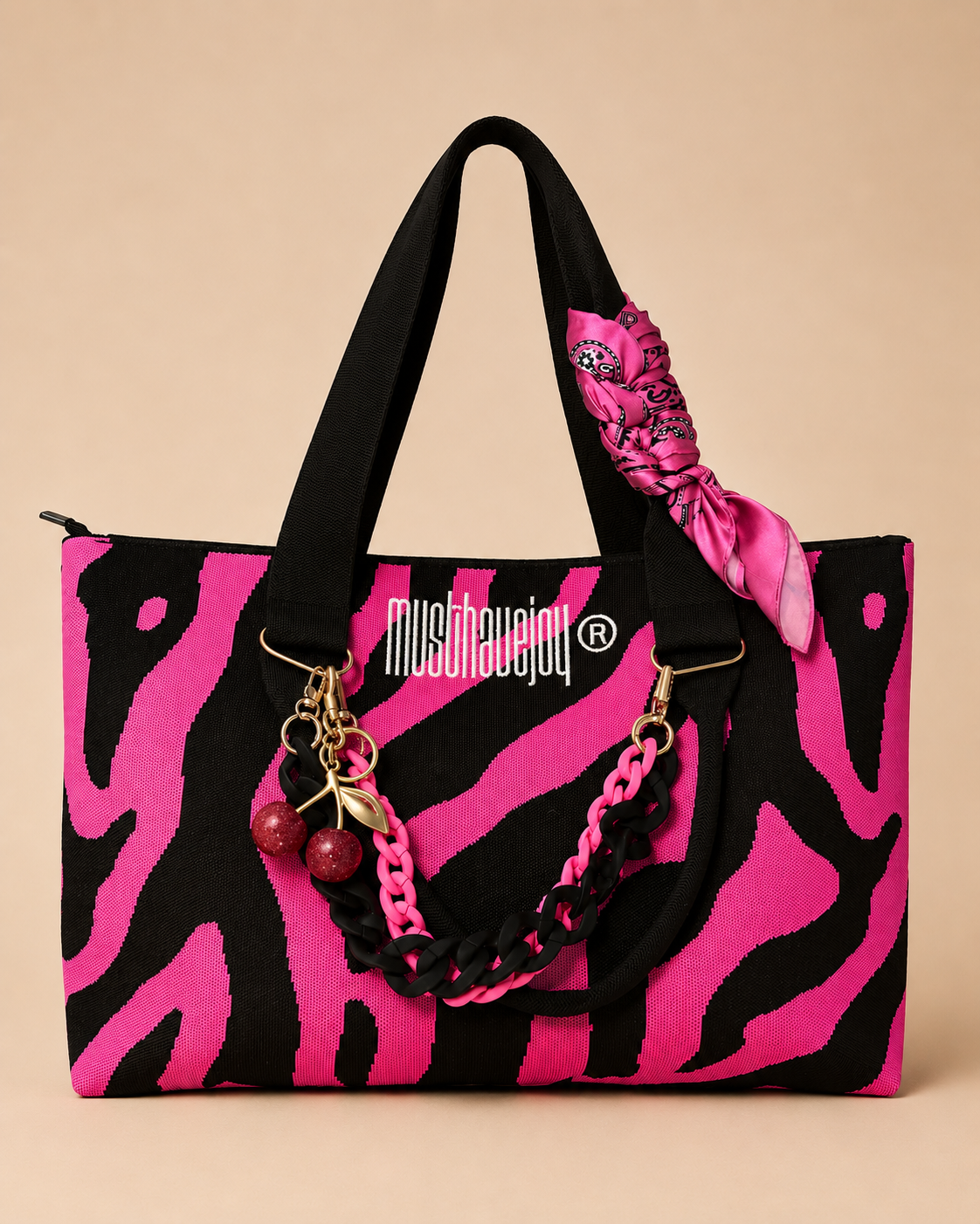 Pink/Black Canvas Tote