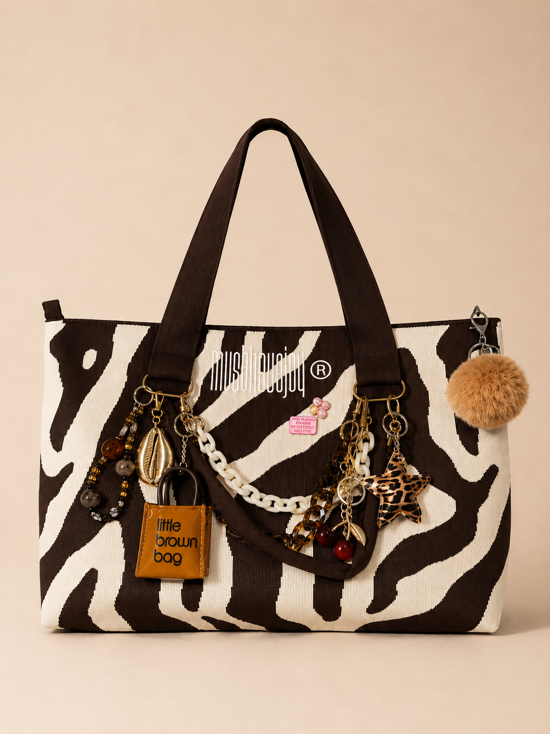 Cream and Black Canvas Tote